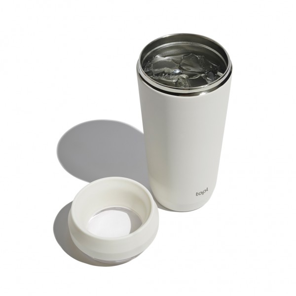 Topl-Trinkbecher aus rec. Stahl mit 360-Grad-Deckel 354ml, braun