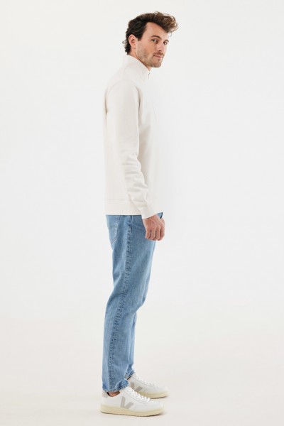 IQONIQ Elgon Quarter-Zip-Sweater aus rec. Baumwolle, ivory white XXS