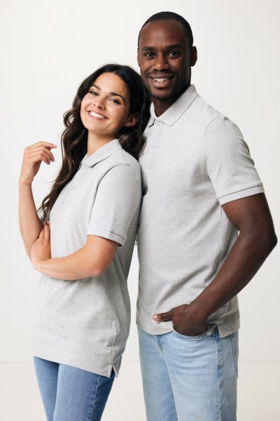 IQONIQ Yosemite Piqué-Poloshirt aus recycelter Baumwolle, heather grey 5XL