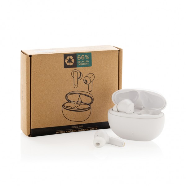 Prolink Hybrid-Kopfhörer ANC/ENC aus RCS rec. Kunststoff, weiß