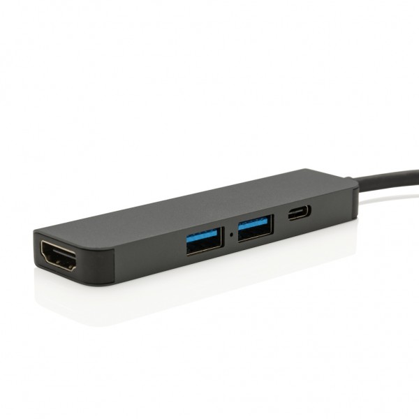 Terra Hub aus RCS recyceltem Aluminium mit HDMI-Input, grau